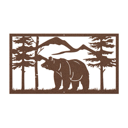Bear In Woods Metal Sign