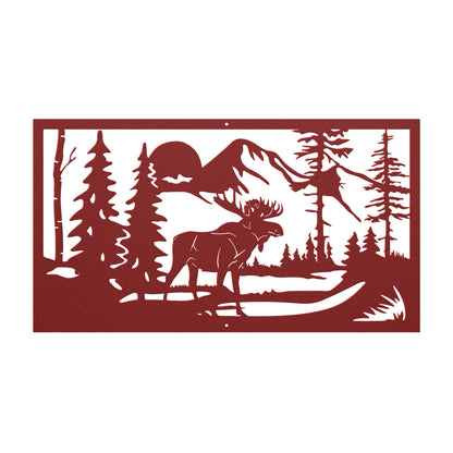 Moose In Forest Metal Sign
