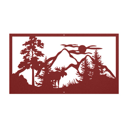 Moose In Mountains Metal Sign