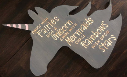 Unicorn Sign | Wooden Girls Room Sign | Unicorn Cutout 